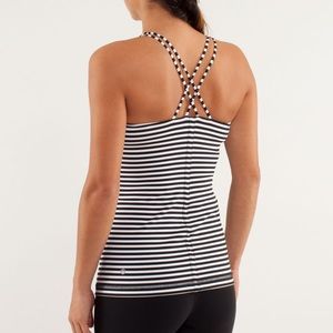 Lululemon Free to Be Classic Stripe Black White Strappy Tank Top, size 4